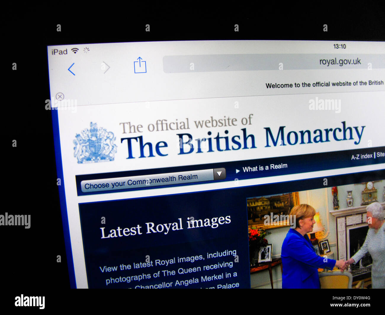 Monarchia Britannica sito web su iPad Foto Stock
