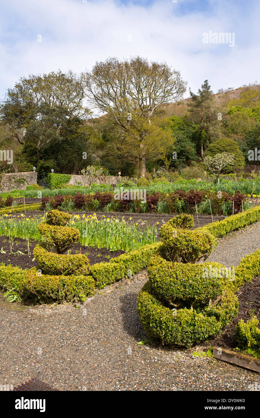 Irlanda, Co Donegal, Glenveagh Castle Gardens, piantando formale Foto Stock