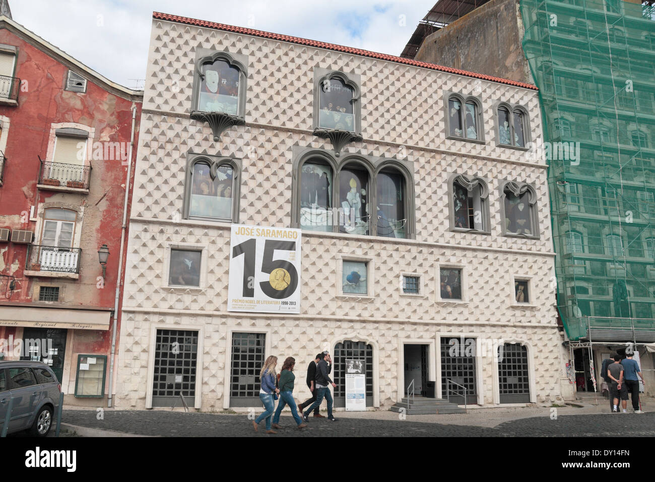 Il Jose Saramago Foundation capo ufficio e mostra, Casa dos Bicos, Lisbona, (Lisboa), Portogallo. Foto Stock