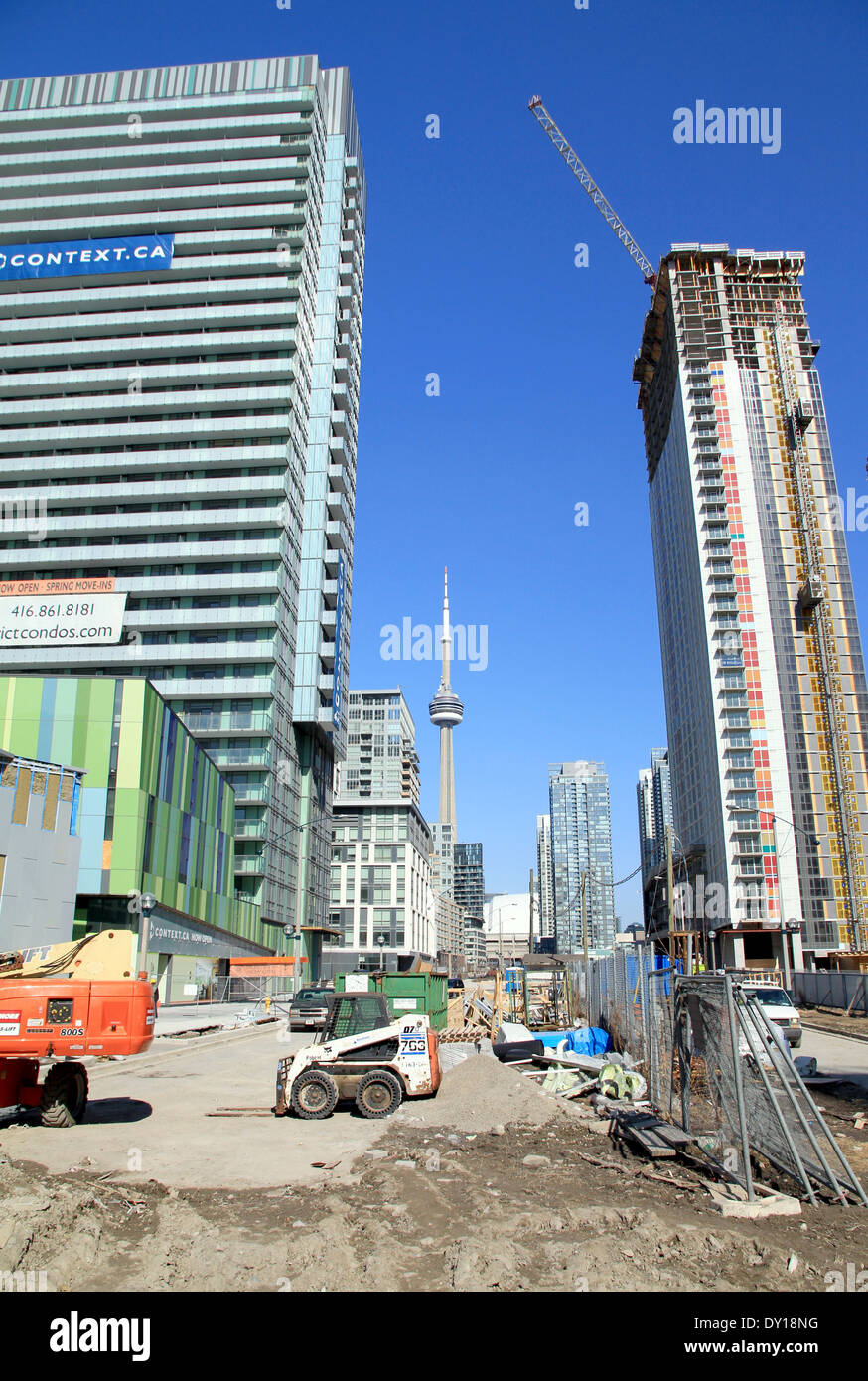 Area di costruzione nel centro cittadino di Toronto, Canada Foto Stock