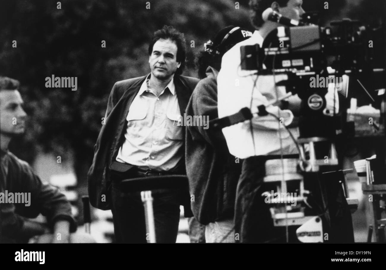 Oliver Stone, Direttore, sul set del film "JFK", 1991 Foto Stock