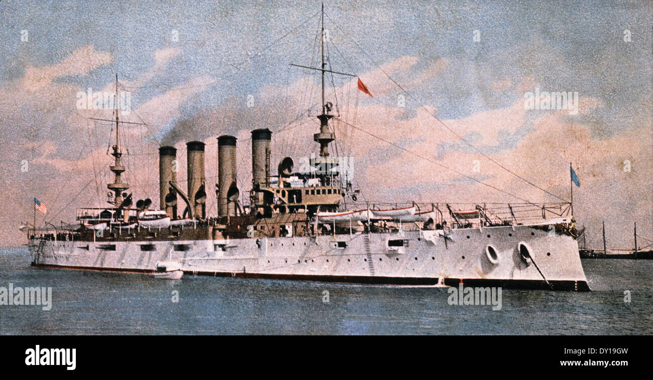 Marina degli Stati Uniti incrociatore corazzato, Museo della Portaerei U.S.S. In Pennsylvania (ACR-4), Circa 1910 Foto Stock