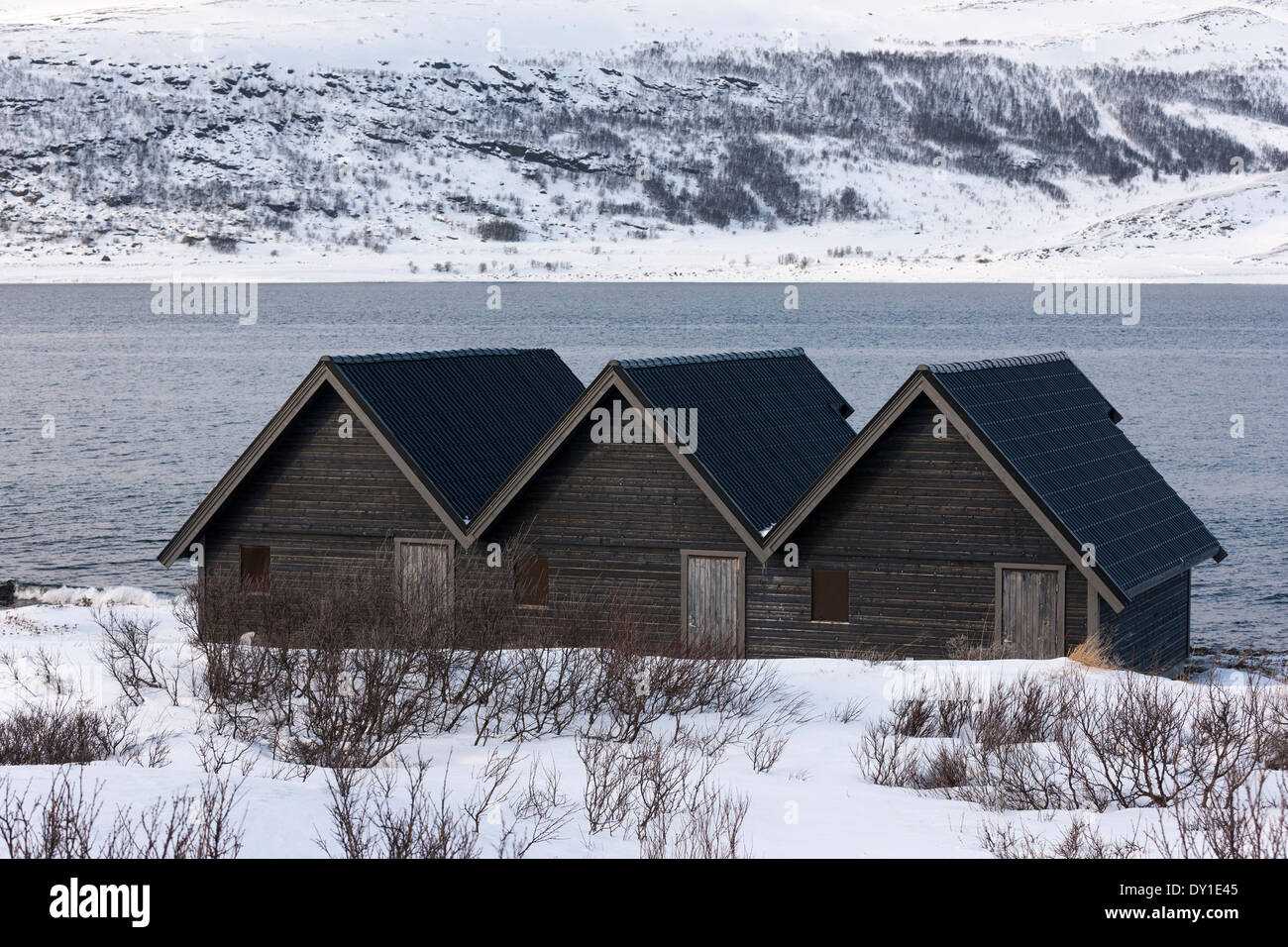 Capanna di pesca nel nord della Norvegia Foto Stock