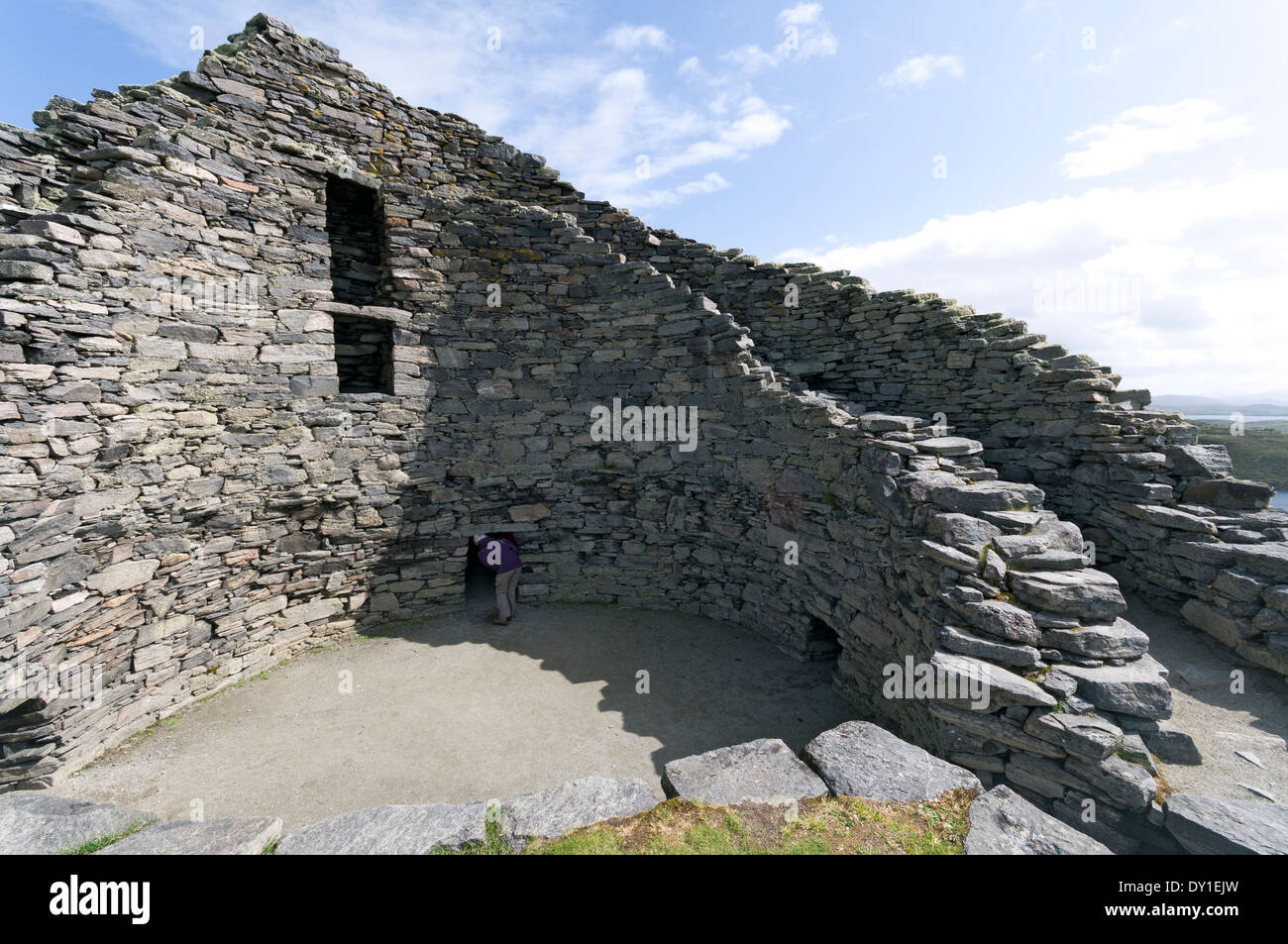 Dun Carloway (Dun Chàlabhaigh) Broch, isola di Lewis, Western Isles, Scotland, Regno Unito Foto Stock