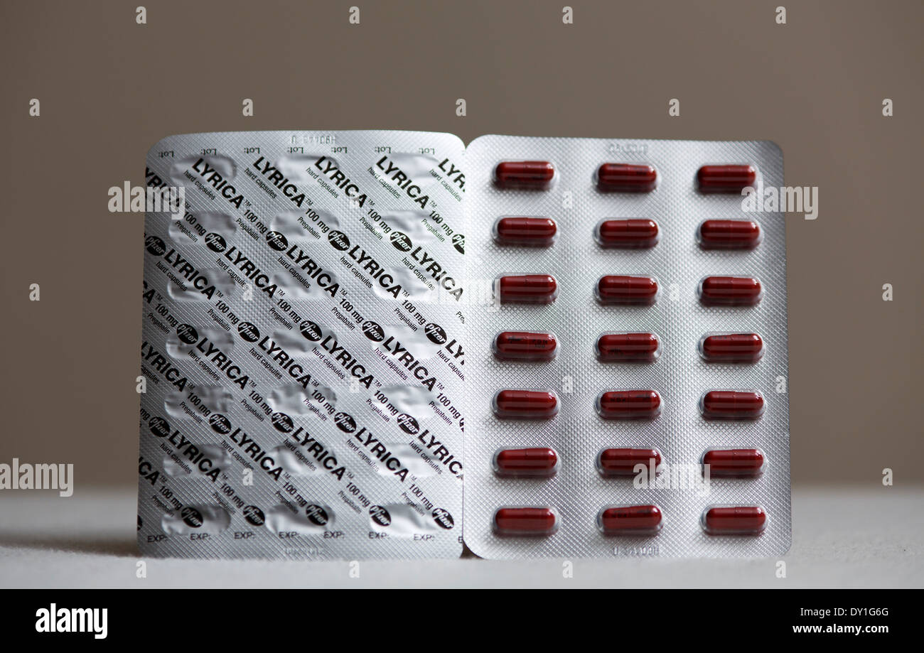 100 mg compresse pregabalin. Foto Stock
