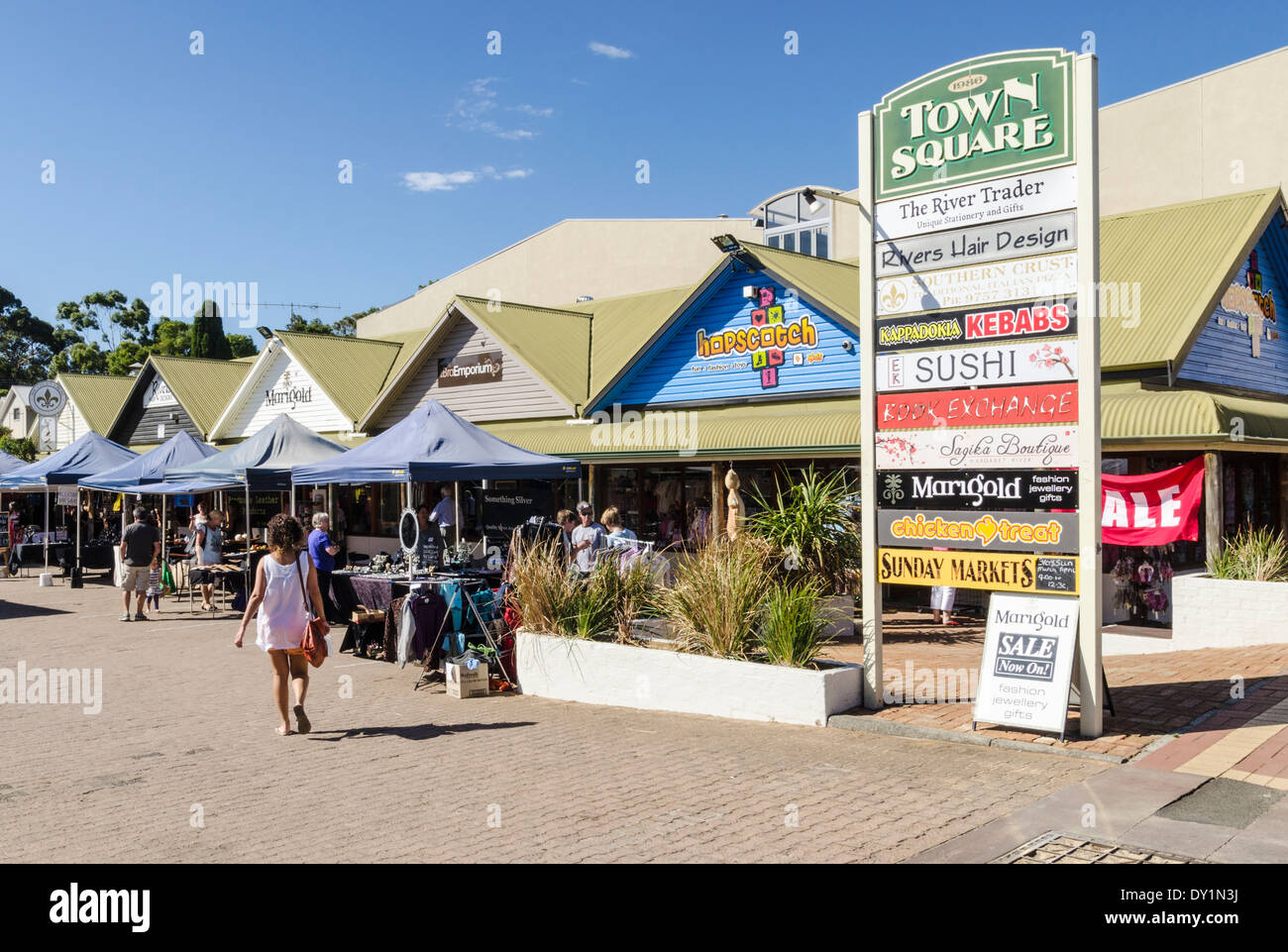 Town Square mercati, Margaret River, Australia occidentale Foto Stock
