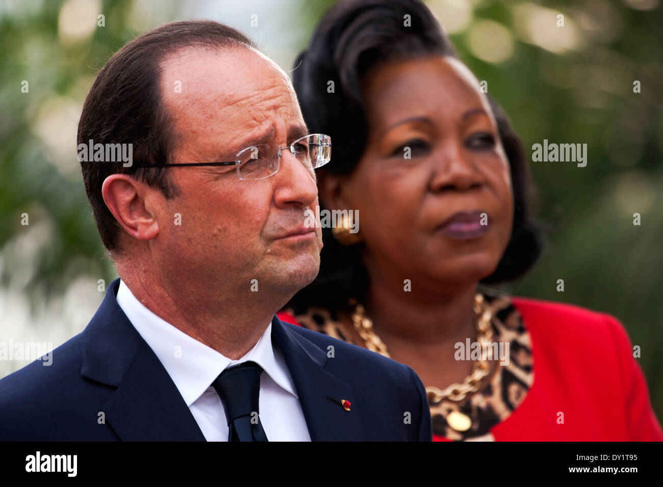 Il Presidente francese Hollande e presidente della Repubblica Centrafricana Catherine Samba-Panza Bangui, Repubblica Centrale Africana Foto Stock