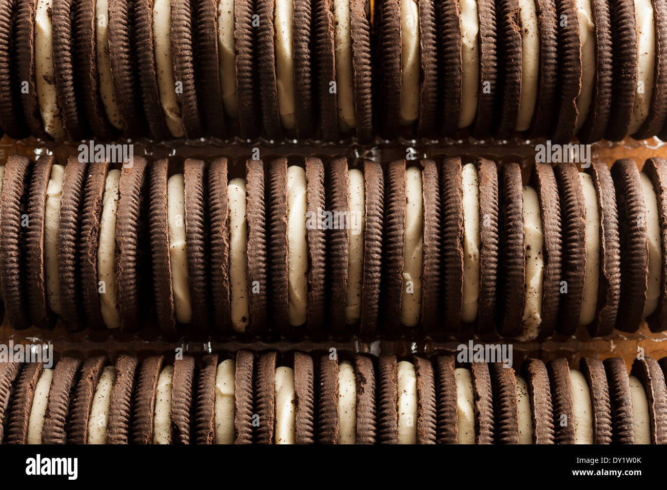 Malsana biscotti al cioccolato con crema vaniglia il riempimento Foto Stock