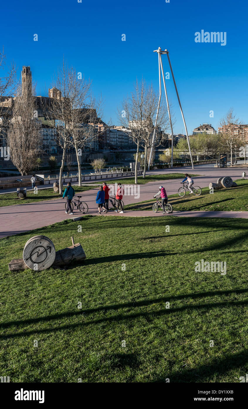 Blas Infante square a LLeida, Spagna Foto Stock