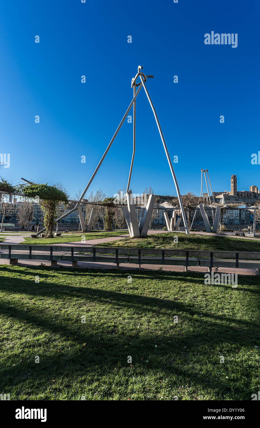 Blas Infante square a LLeida, Spagna Foto Stock