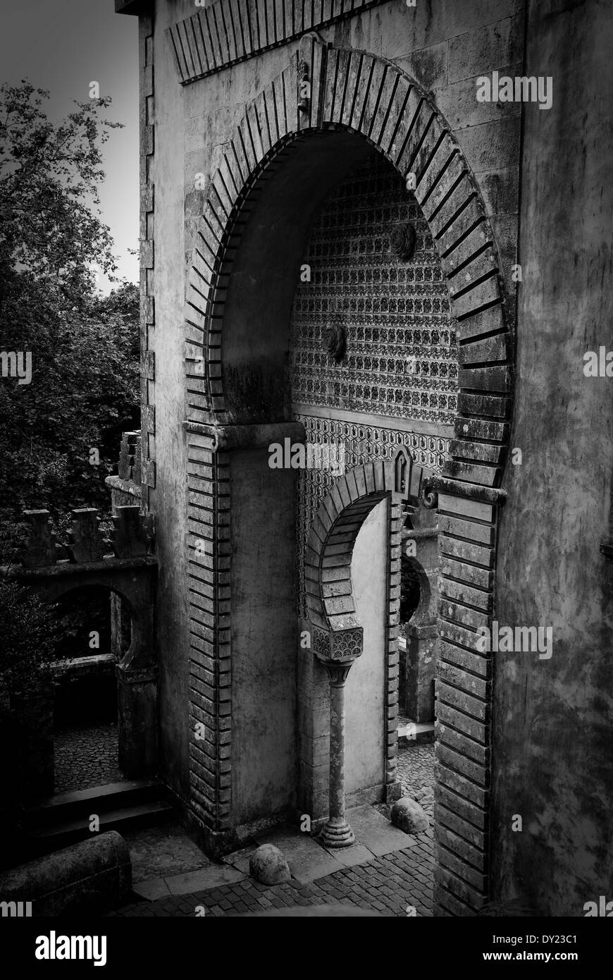 Il cancello principale di Pena il Palazzo Nazionale di Sintra, Portogallo - Patrimonio mondiale dell UNESCO Foto Stock