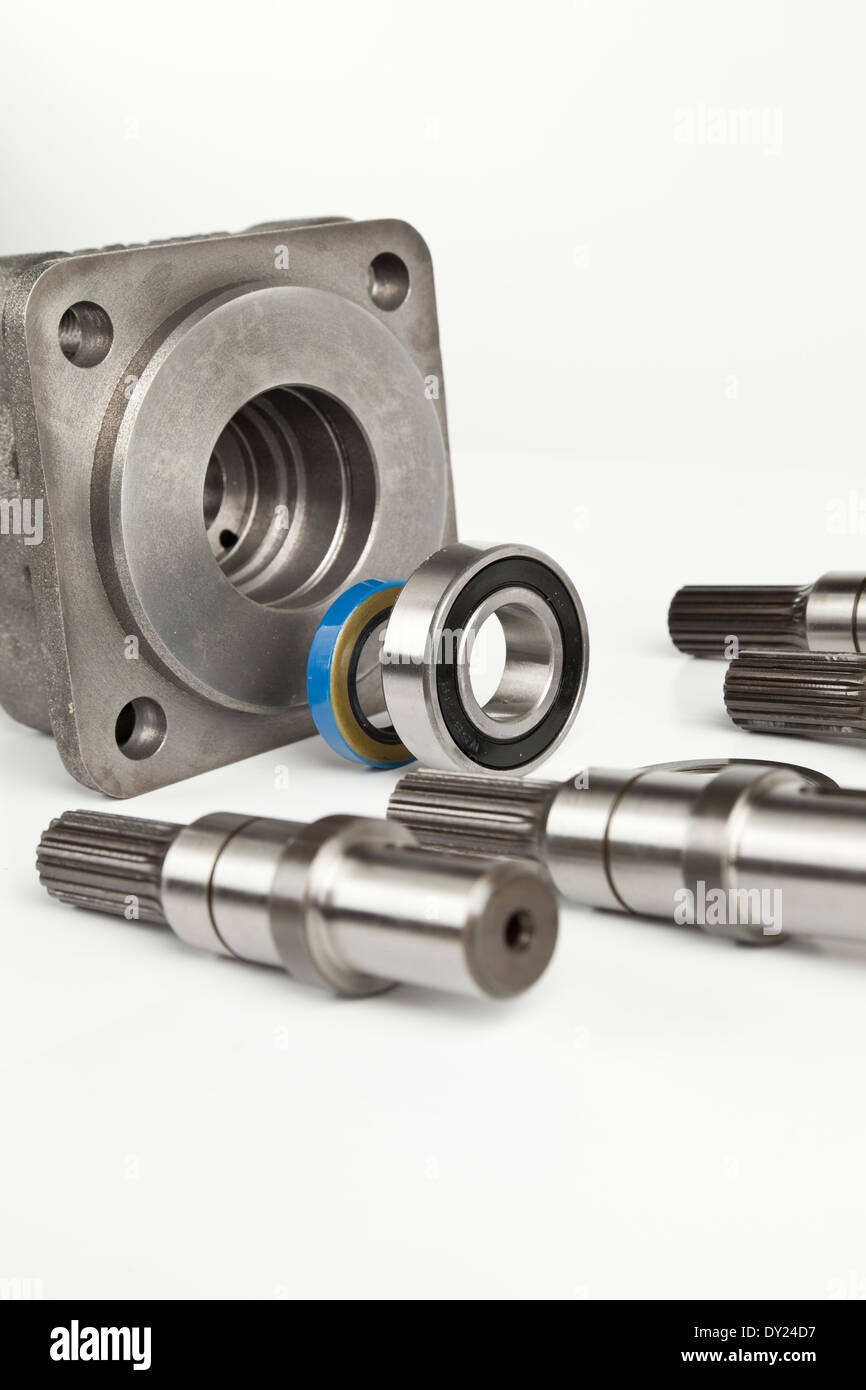 Componenti idraulici di pompe ad ingranaggi Foto Stock