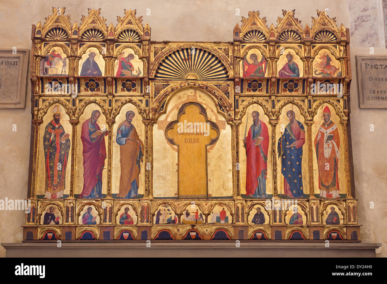 BOLOGNA, Italia - 16 Marzo 2014: Altare "politico" di Paolo Veneziano di anno 1345 nella chiesa di San Giacomo Maggiore. Foto Stock