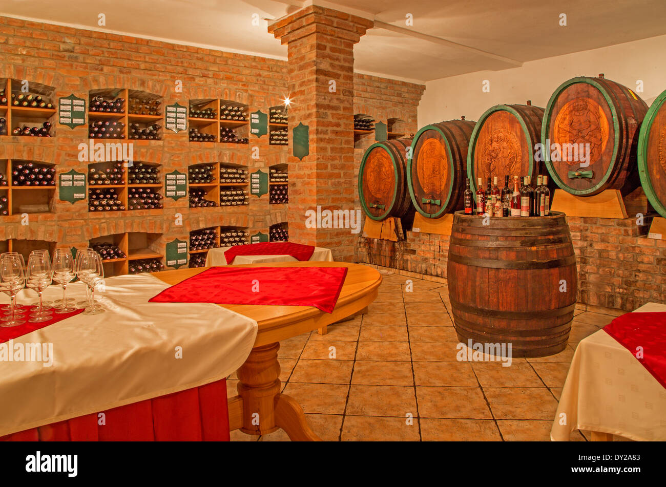 BRATISLAVA, Slovacchia - 30 gennaio 2014: interno della cantina di vini di grande produttore slovacco. Foto Stock