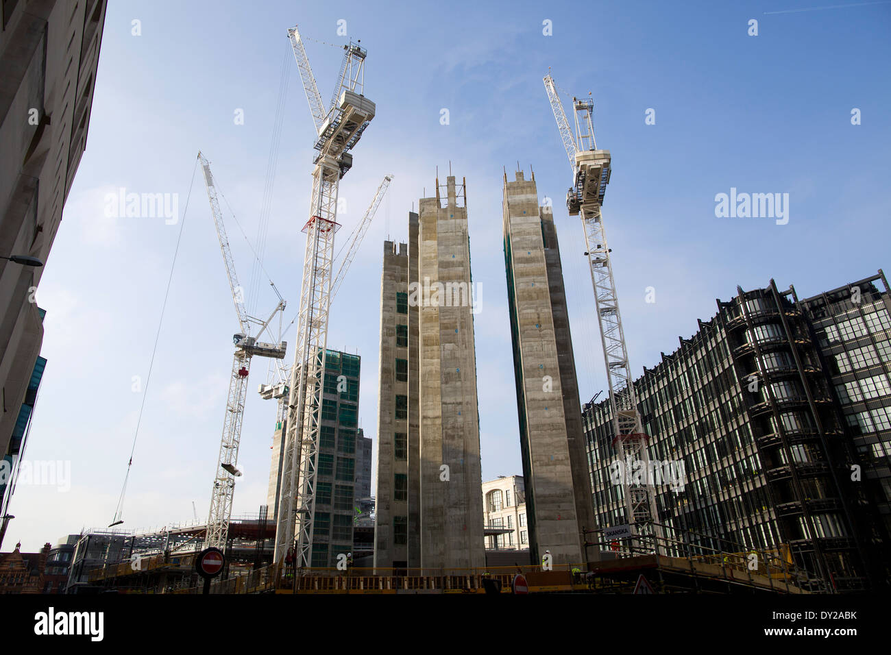 Regno Unito, Londra : Costruzione avviene di uno e due nuovi Ludgate su Ludgate Hill nella città di Londra. Foto Stock