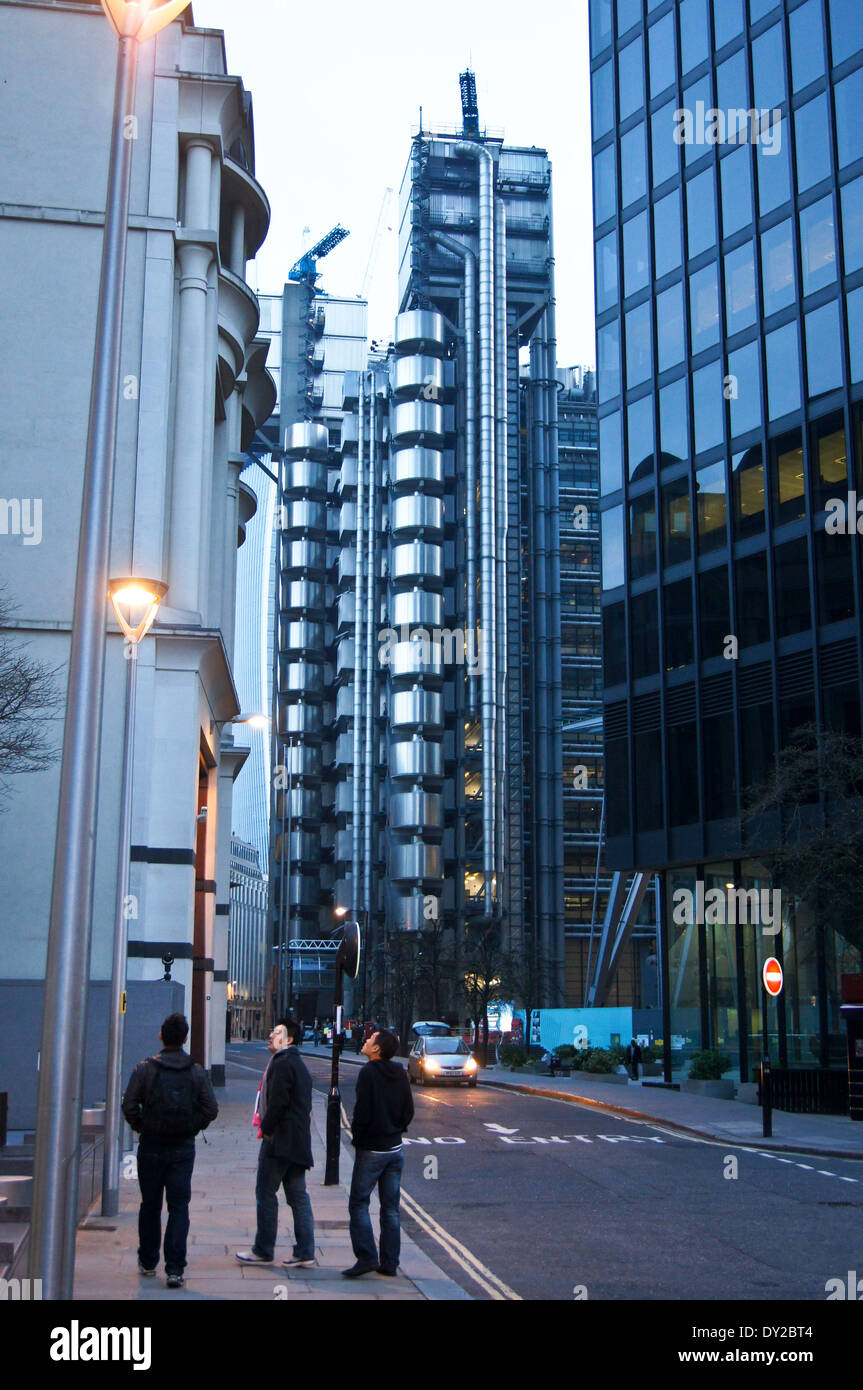 Lloyd's edificio di Richard Rogers, 1978-86, Lime Street, London, England, Regno Unito Foto Stock