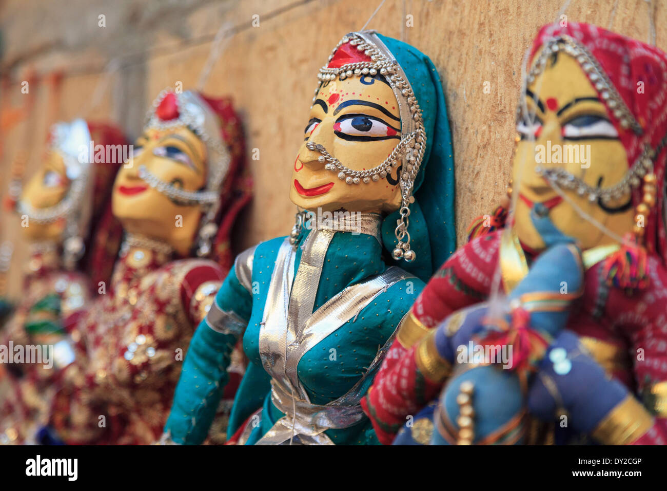 India Rajasthan, Jaisalmer, Jaisalmer Fort, tradizionali burattini di Rajasthani Foto Stock