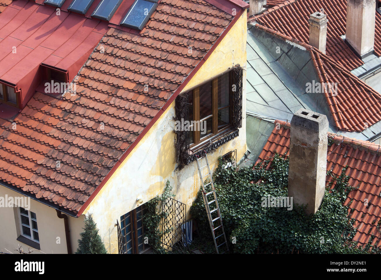 Praga tetti Mala Strana Praga romantica vista Repubblica Ceca Foto Stock
