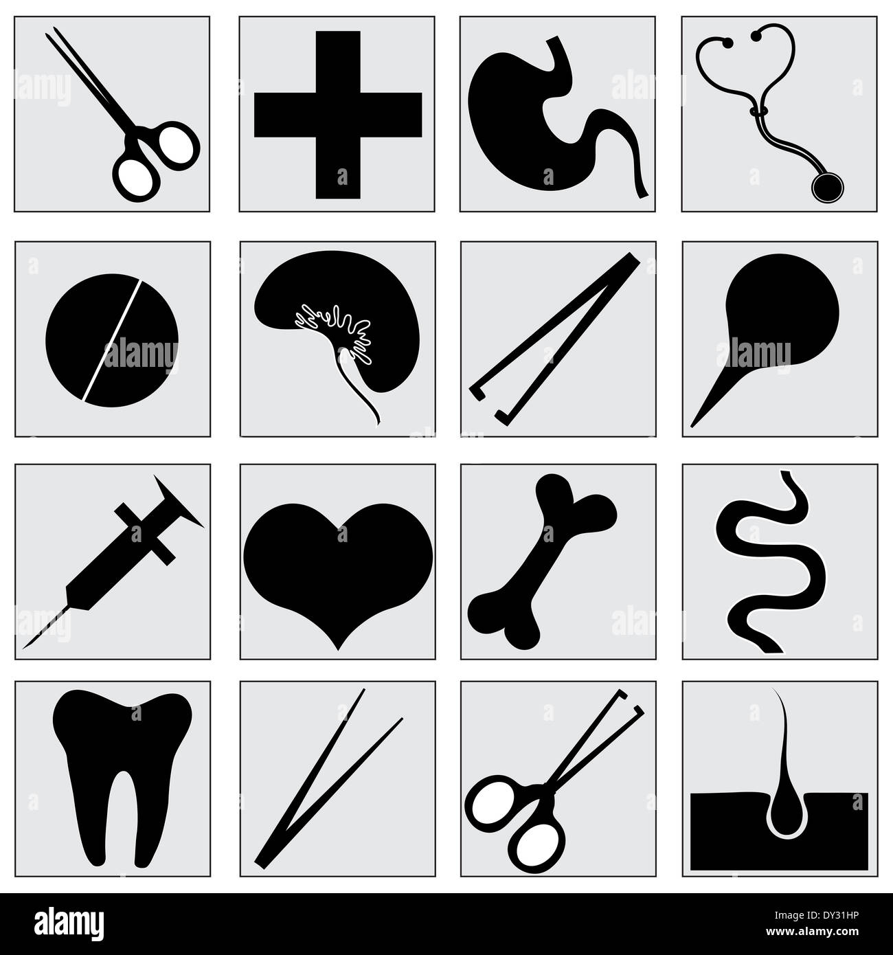 Icone di medici. Set di vettore Foto Stock