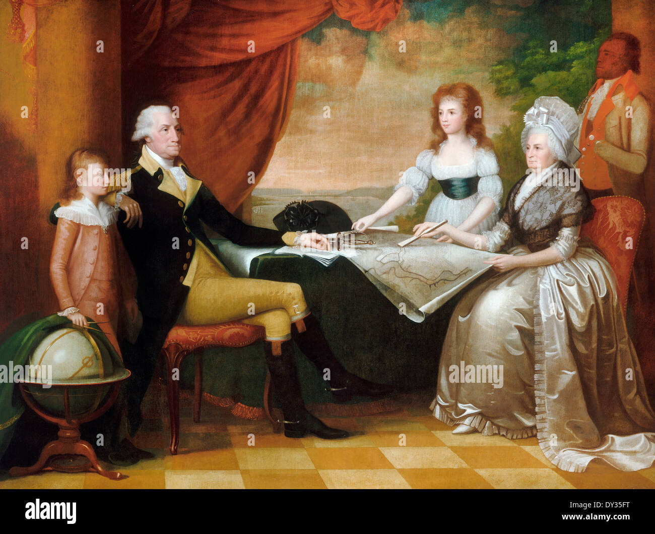 Edward Savage, la Famiglia Washington 1789-1796 Olio su tela. National Gallery of Art di Washington D.C., USA. Foto Stock