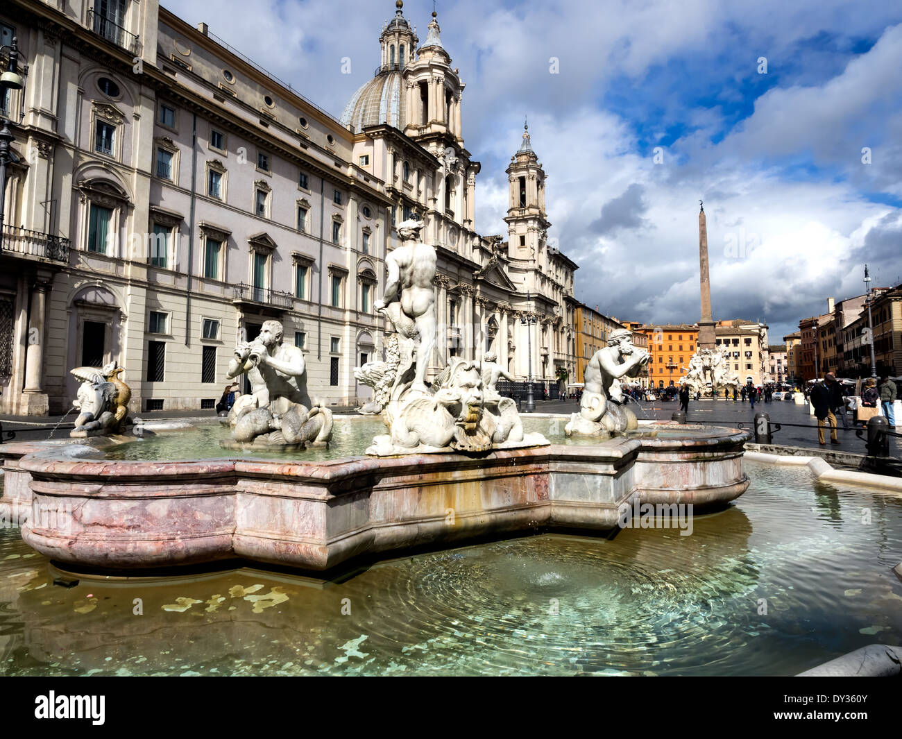 Fontana di Nettuno, a Piazza Navona a Roma, Italia Foto Stock