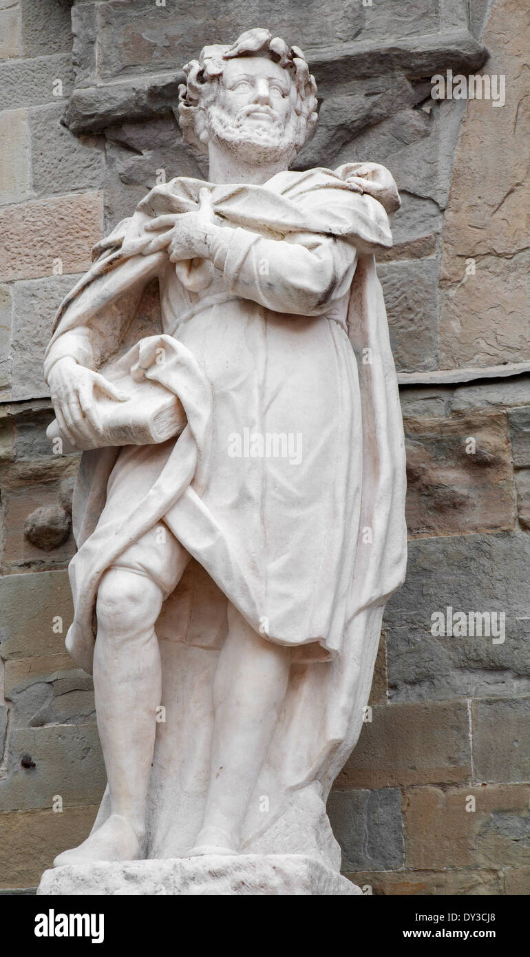 Bergamo - Statua di scribe Torquato Tasso da Giovanni Battista Vismara dall'anno 1681. Foto Stock