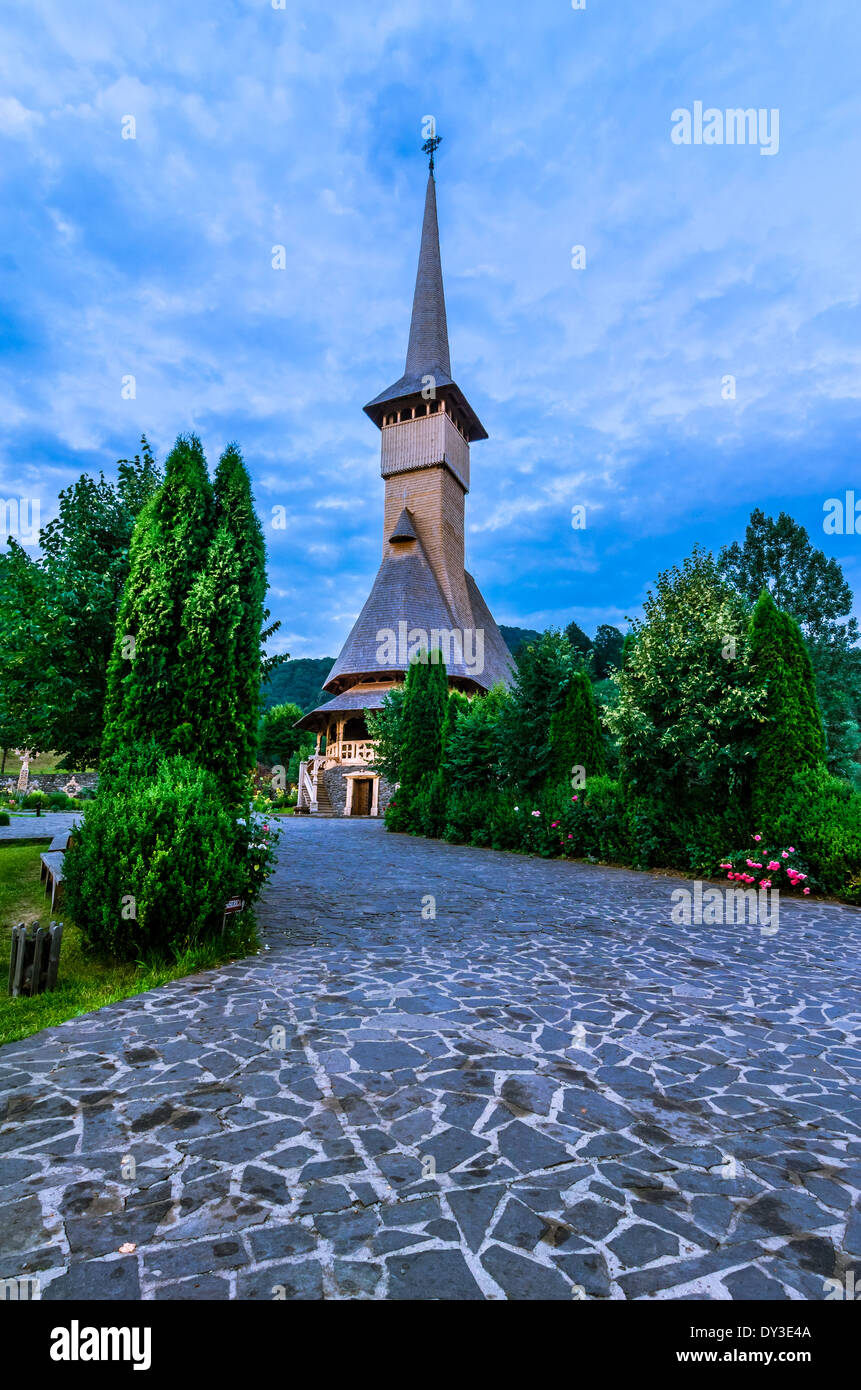 Barsana Monastero complesso in Maramures Foto Stock