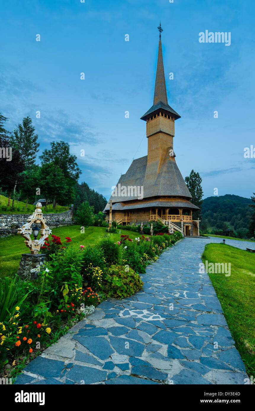 Barsana Monastero complesso in Maramures Foto Stock