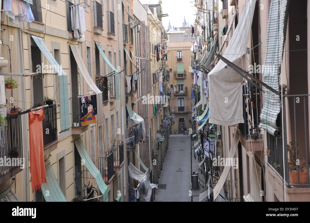 Scena di strada del centro di Barcellona Foto Stock