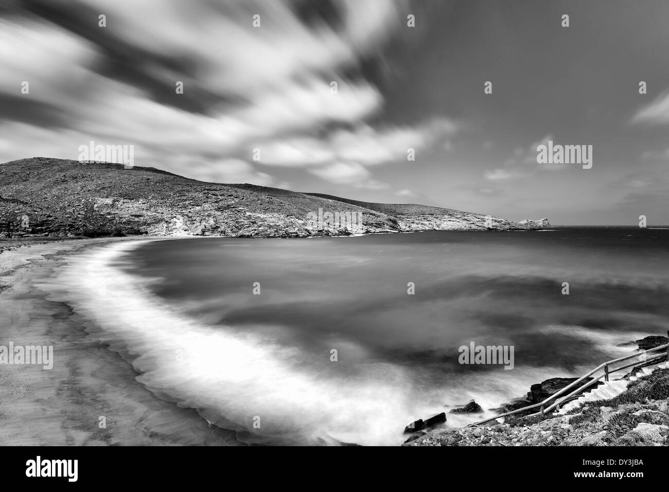 La magnifica spiaggia Kolybithra è sicuramente la più esotica in Tinos Island, Grecia Foto Stock