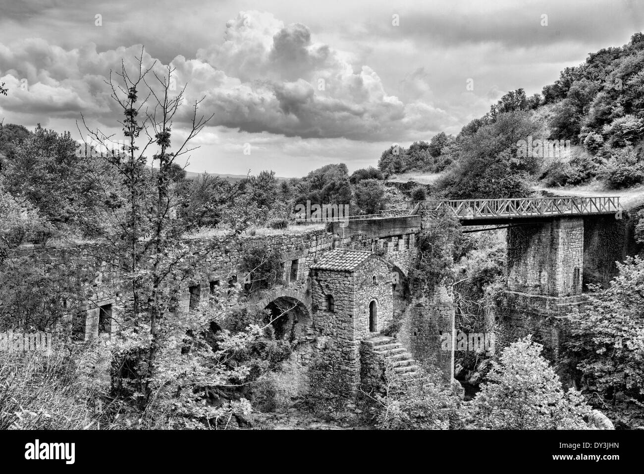 Ponte Vecchio di Karytaina in Arcadia, Peloponneso e Grecia. Foto Stock