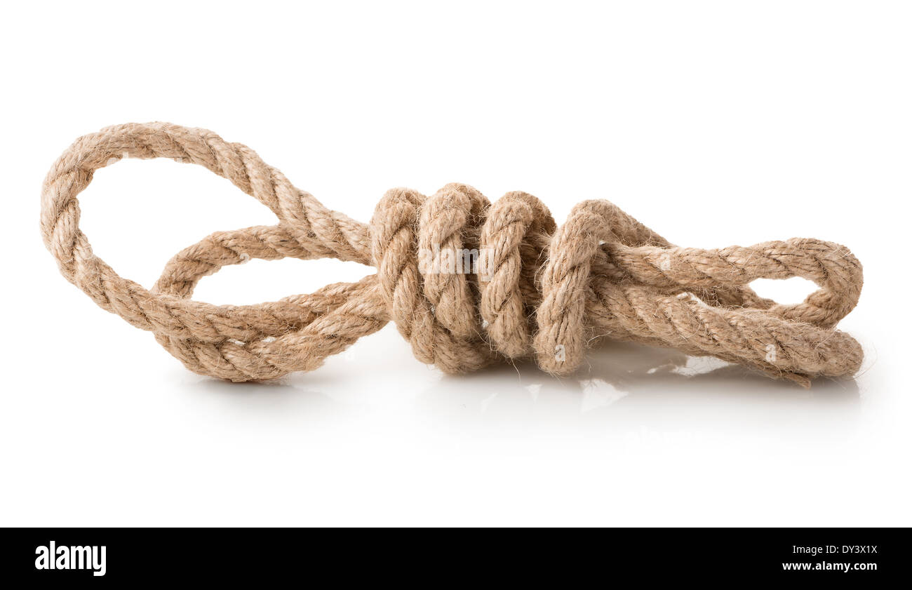 Bobina di corda isolata su uno sfondo bianco Foto Stock