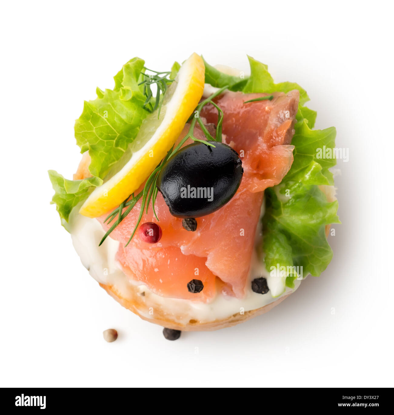 Pesce-sandwich vegetale isolata su uno sfondo bianco Foto Stock