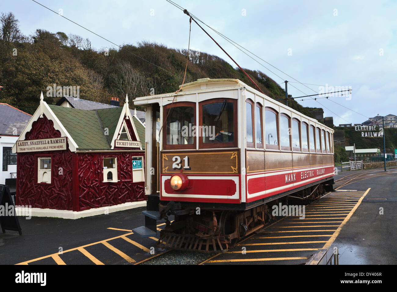 La Manx elettrica ferroviaria, Douglas, Isola di Man Foto Stock