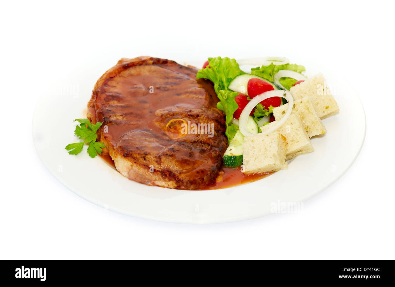 Carni bovine con crackers con verdure in salsa Foto Stock