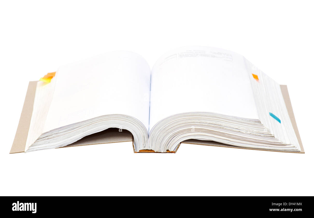 Grande libro aperto con linguette colorate Foto Stock