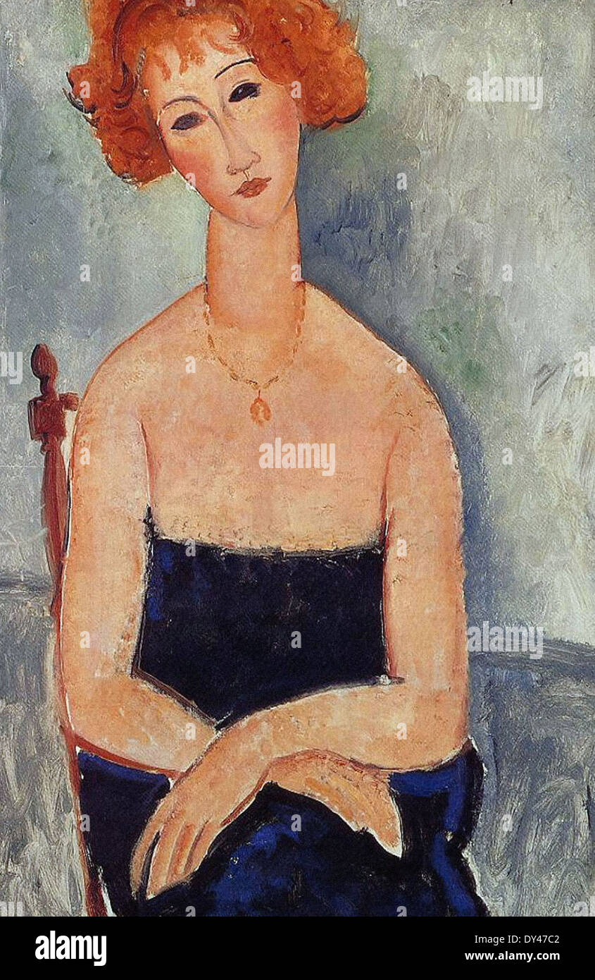 Amedeo Modigliani testa rossa che indossa un ciondolo Foto Stock