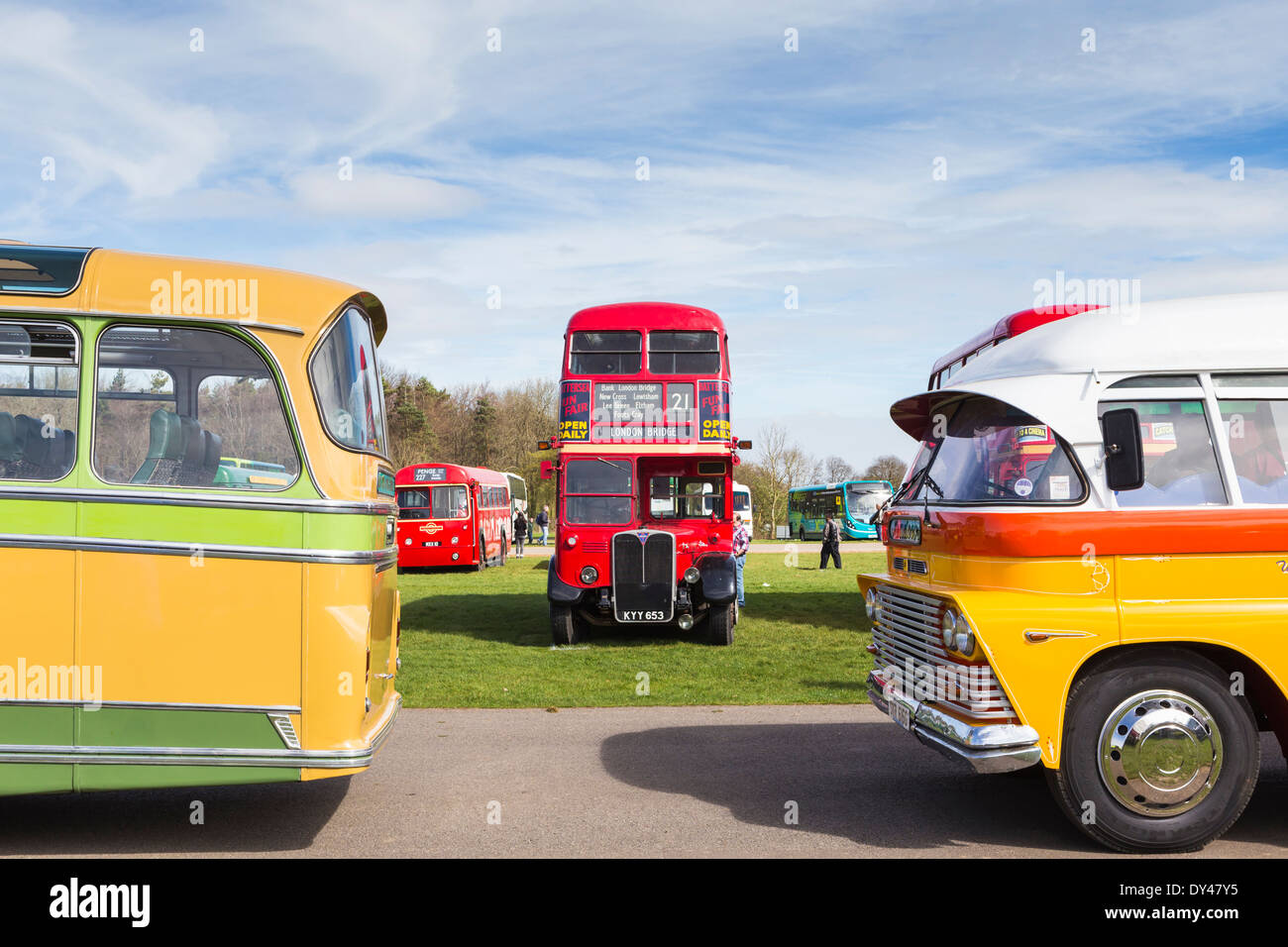 Vintage bus alla visualizzazione di veicoli del patrimonio Foto Stock