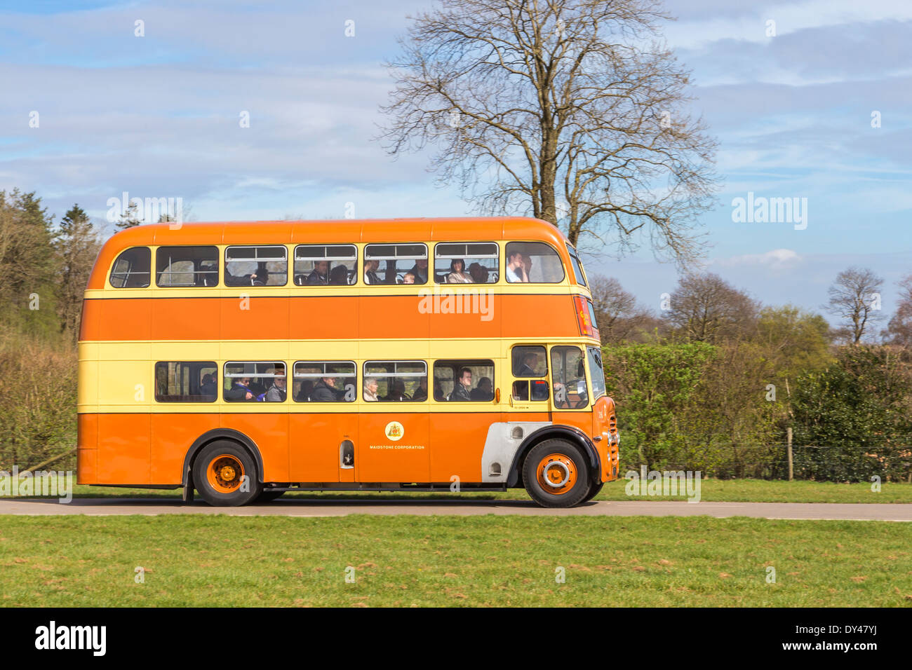 Vintage Bus alla visualizzazione di veicoli del patrimonio Foto Stock