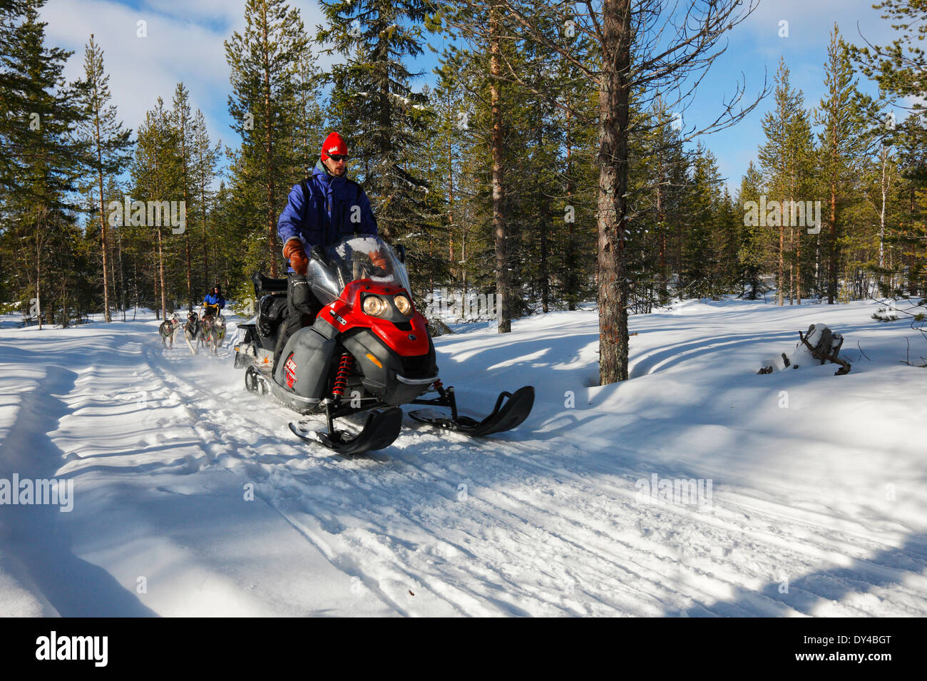 Motoslitta, Lapponia Foto Stock