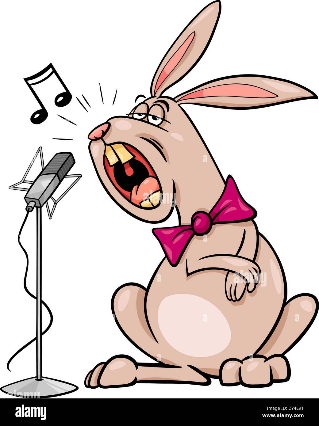 Cartoon illustrazione del canto divertente personaggio di coniglio Foto Stock
