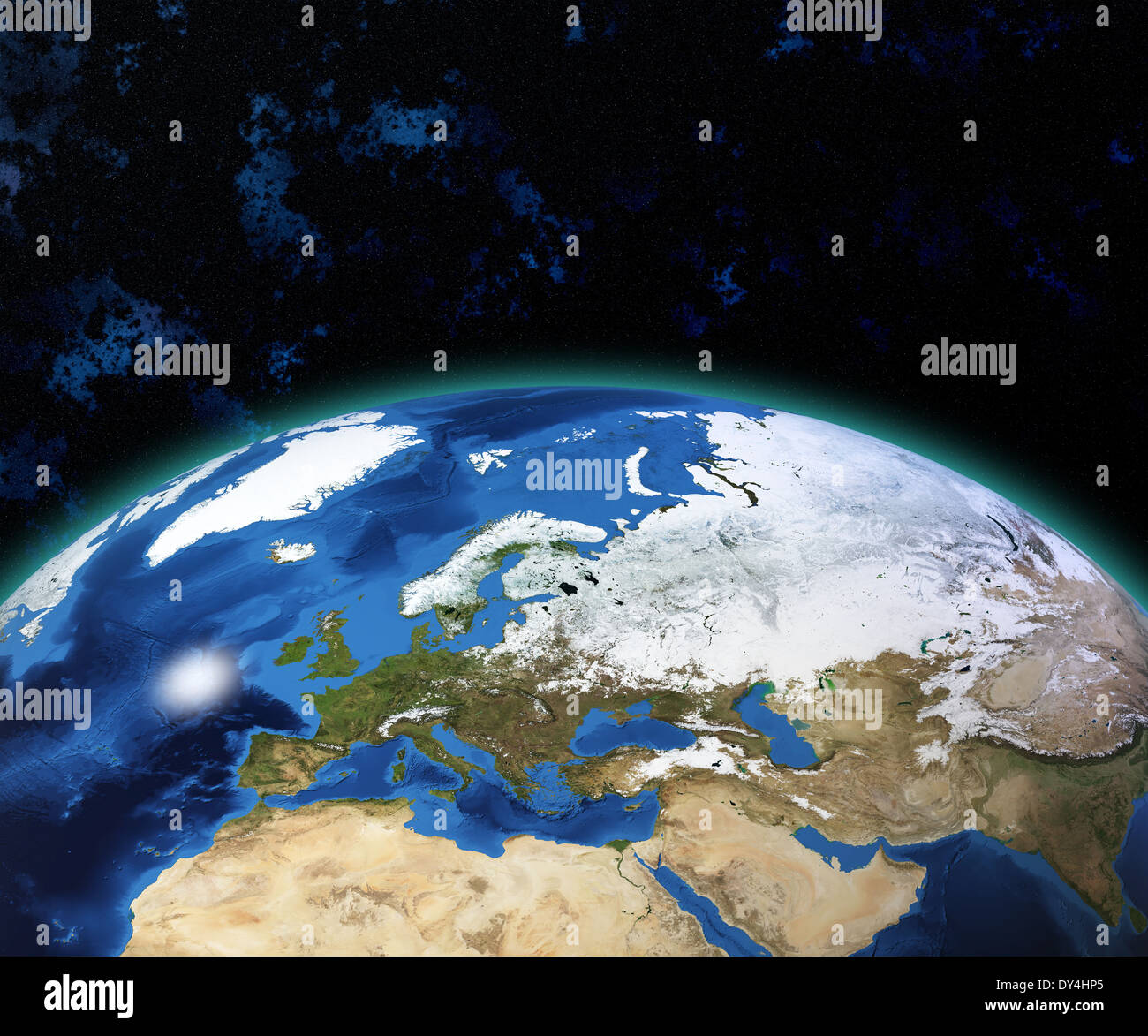 Messa a terra mappa del globo. Vista del pianeta dallo spazio. Lato dell'Europa e Africa. La messa a terra la consistenza di questa immagine fornita dalla NASA Foto Stock
