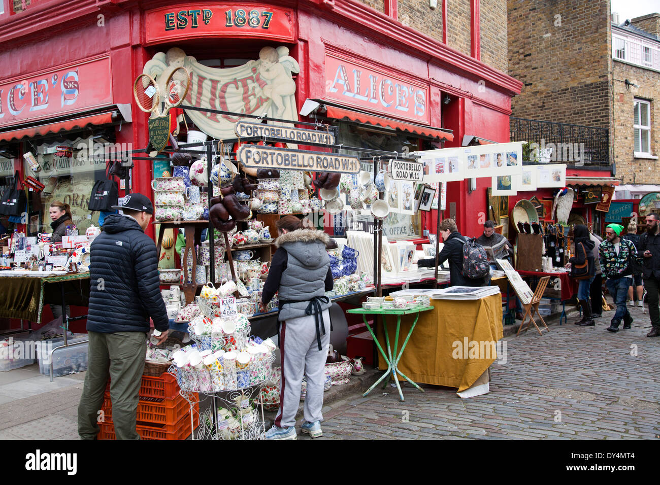 Portobello Rd Mercato di Nottinghill Gate - London W11 - REGNO UNITO Foto Stock