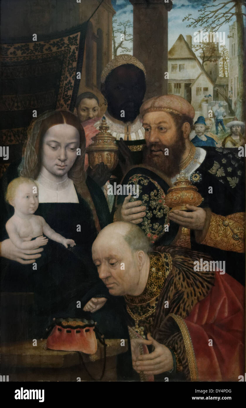 Scuola Fiamminga - l' Adorazione dei Magi - 1520 - XVI secolo - Gemäldegalerie - Berlino Foto Stock
