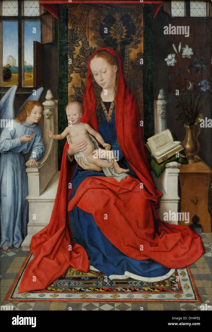 Hans Memling- intronizzata Maria e il bambino - 1485 - XV secolo - Scuola Fiamminga - Gemäldegalerie - Berlino Foto Stock
