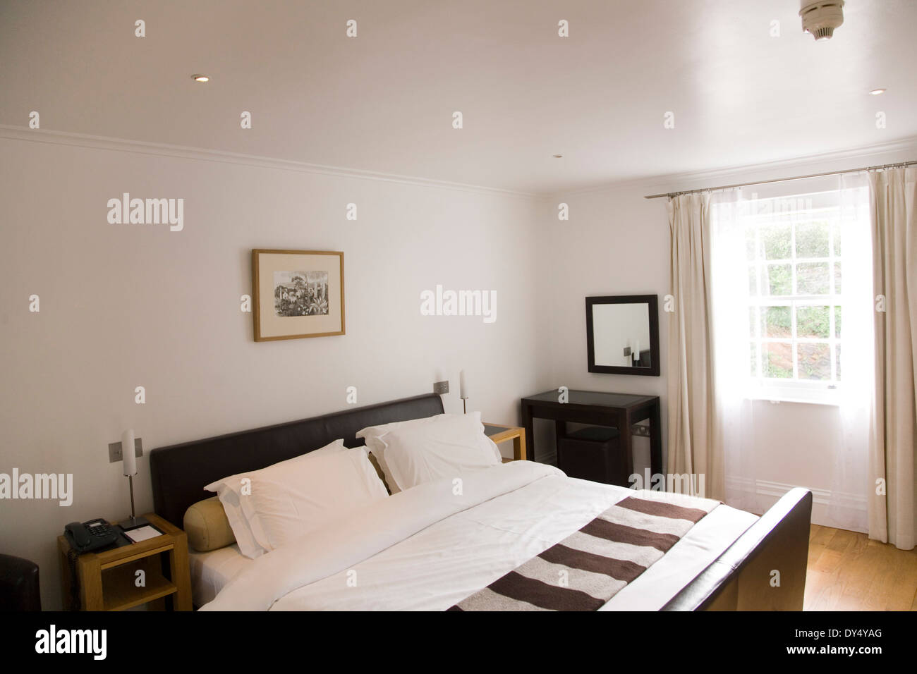 Portmeirion hotel bedroom. Portmeirion, il Galles del Nord, Regno Unito Foto Stock