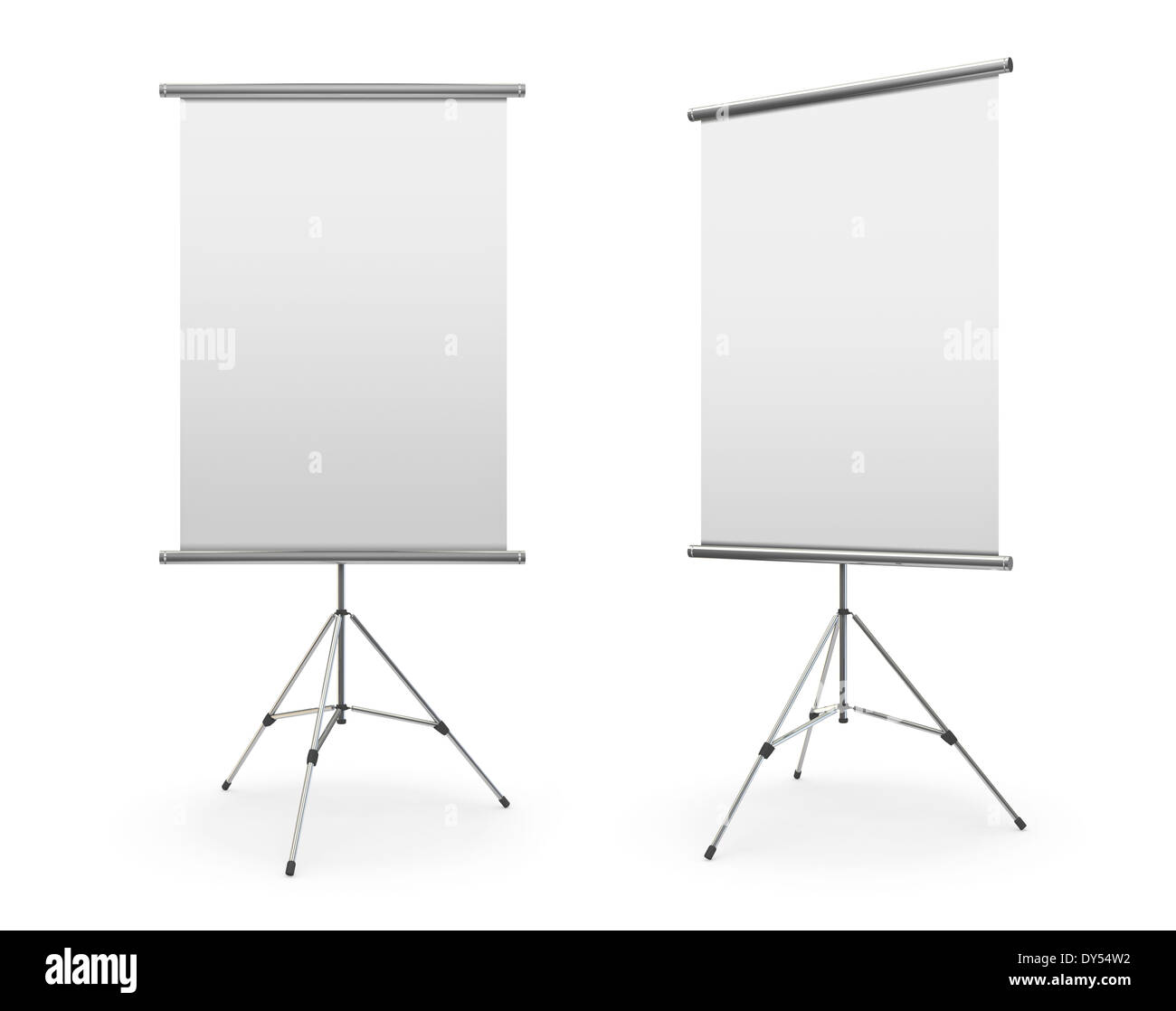 Blank Roll up banner su sfondo bianco Foto Stock