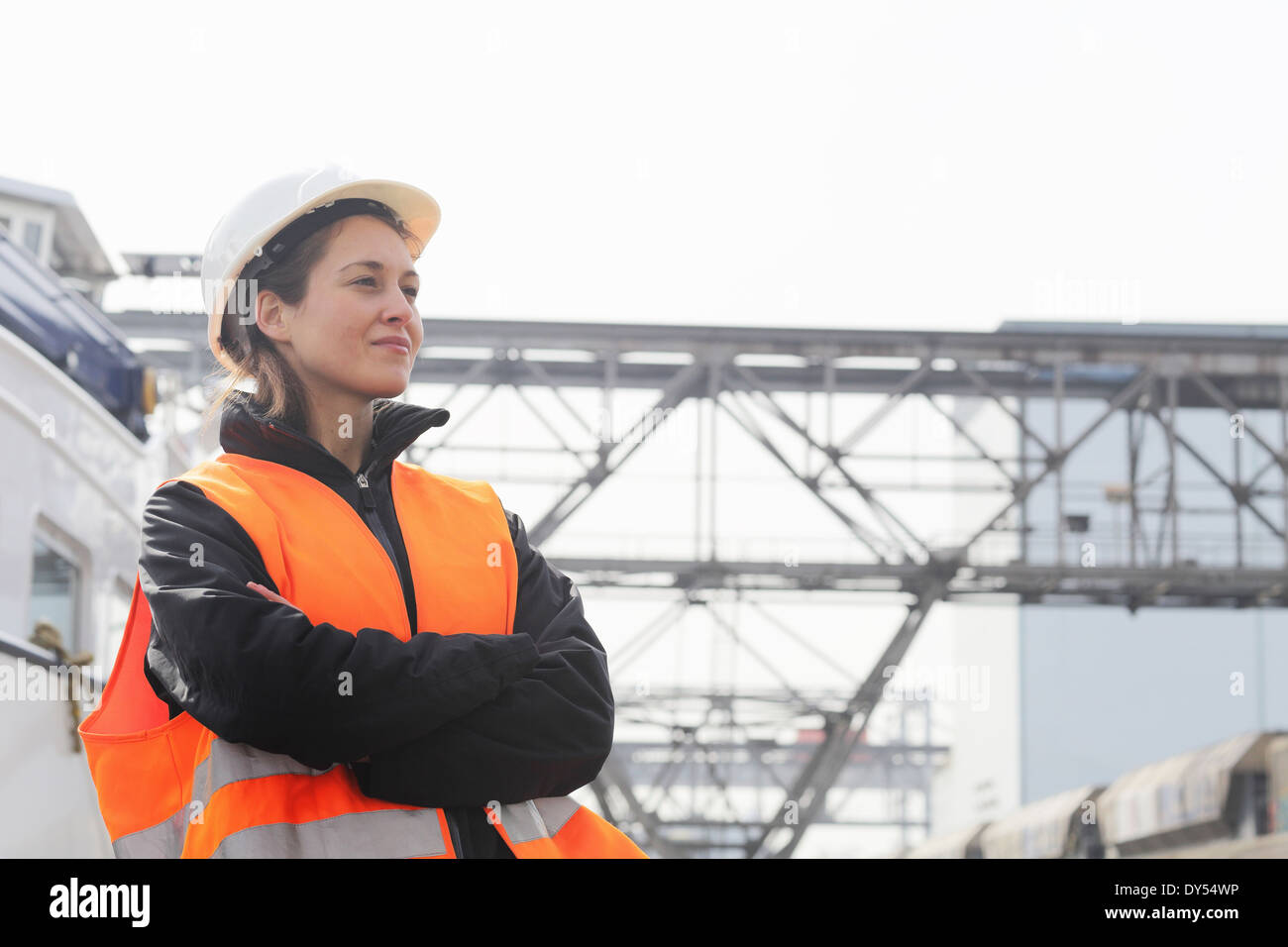 Ritratto di dockworker femmina Foto Stock