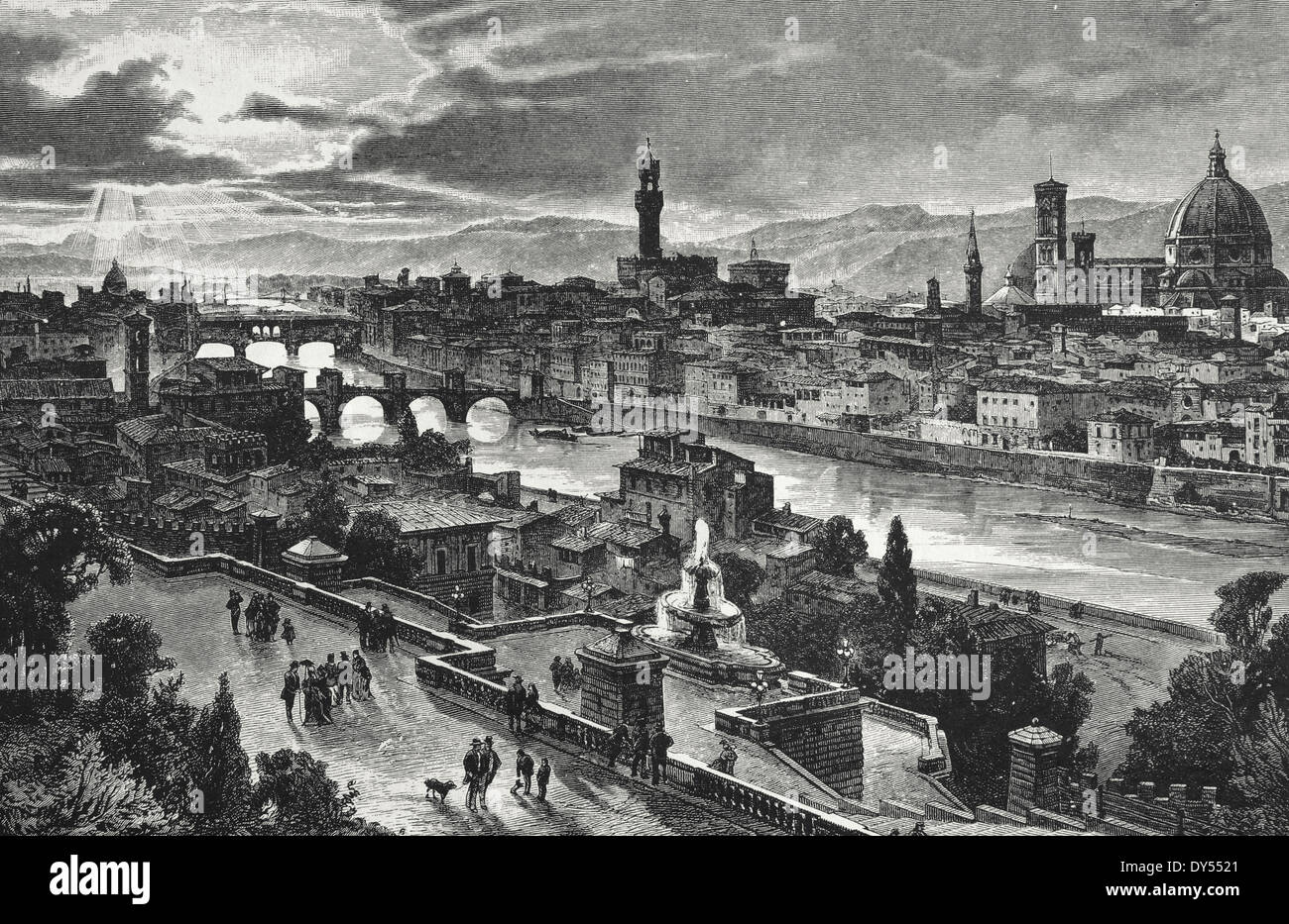 L'Italia. Firenze. Incisione del XIX secolo. Foto Stock