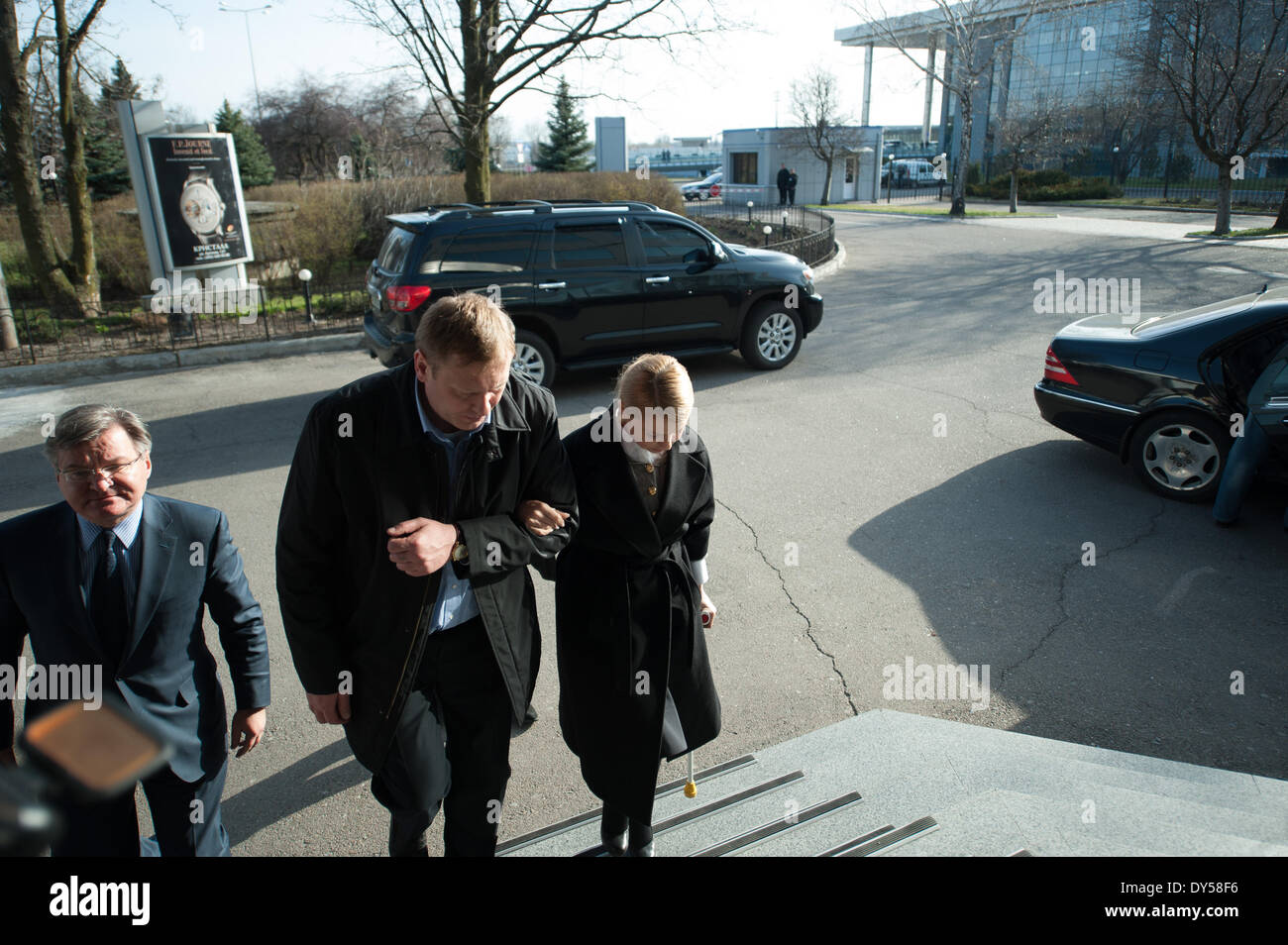 Donetsk, Ucraina. 7 apr, 2014. Yulia Tymoshenko è andato in aeroporto di Donetsk dove ha fatto una conferenza stampa sulla situazione in Ucraina, in data 7 aprile 2014. Credito: Romain Carre/NurPhoto/ZUMAPRESS.com/Alamy Live News Foto Stock